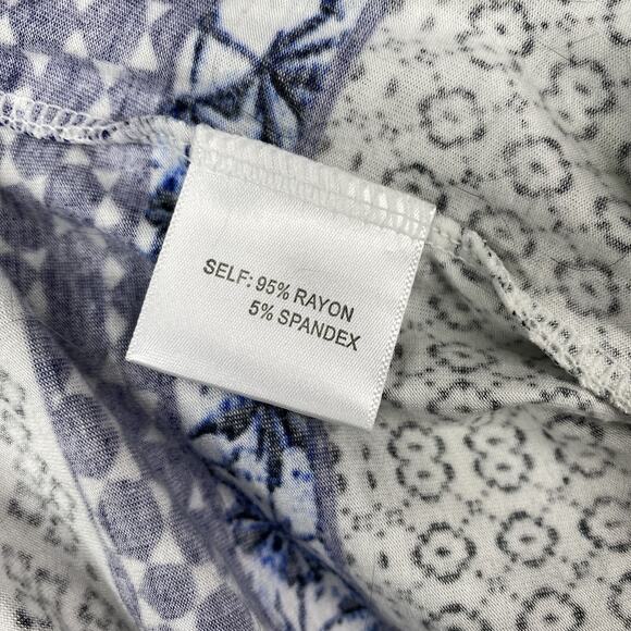 Anthropologie Rose & Olive Top Womans XL White Blue Zip Up Sleeveless Boho - Picture 8 of 12